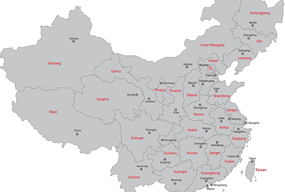 China Provinces and their Capitals Map