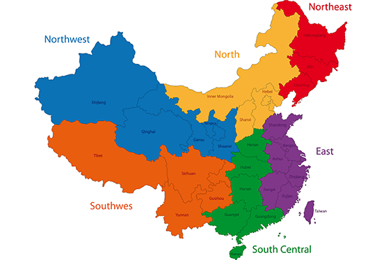 China Regions Map