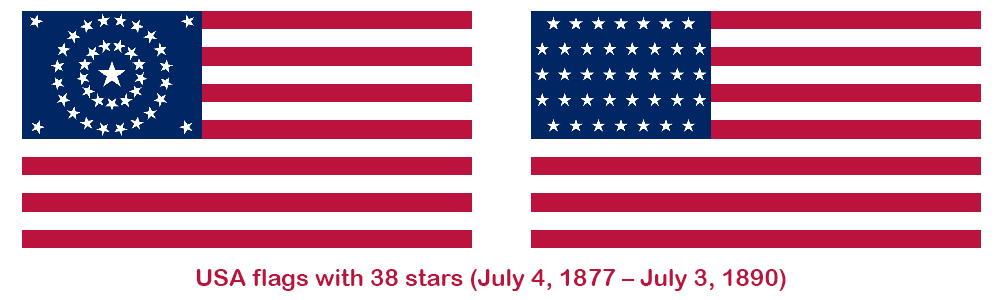 38-star USA flags