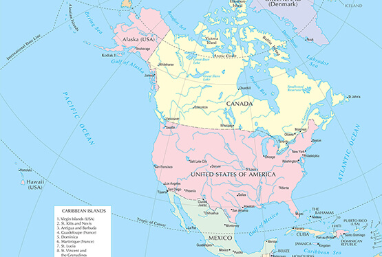 USA in the North America Map