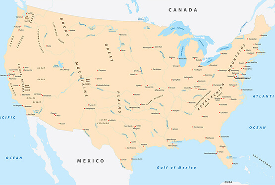 USA Physical Map