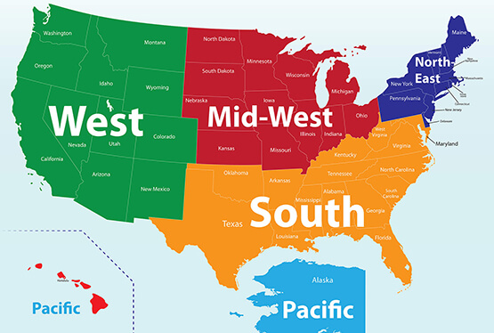 USA Regions Map