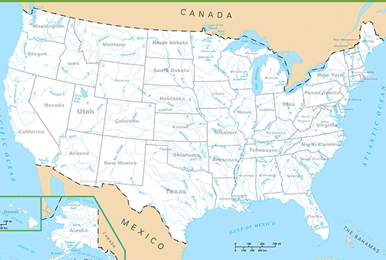 USA Rivers Map