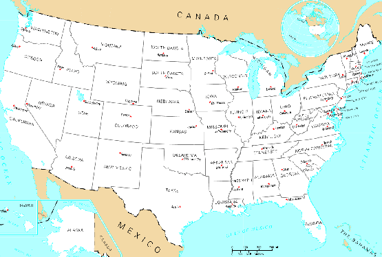 USA States with Capitals Map