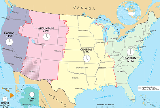 USA Time Zones Map