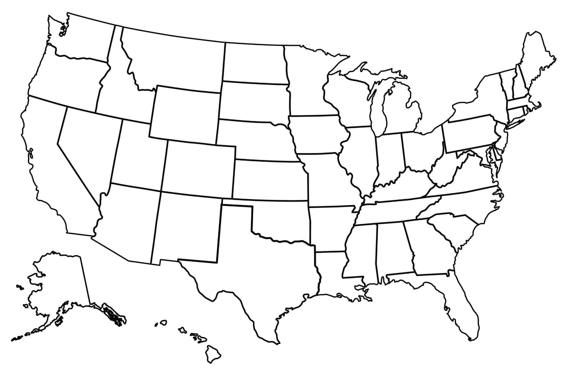 USA blank States Map