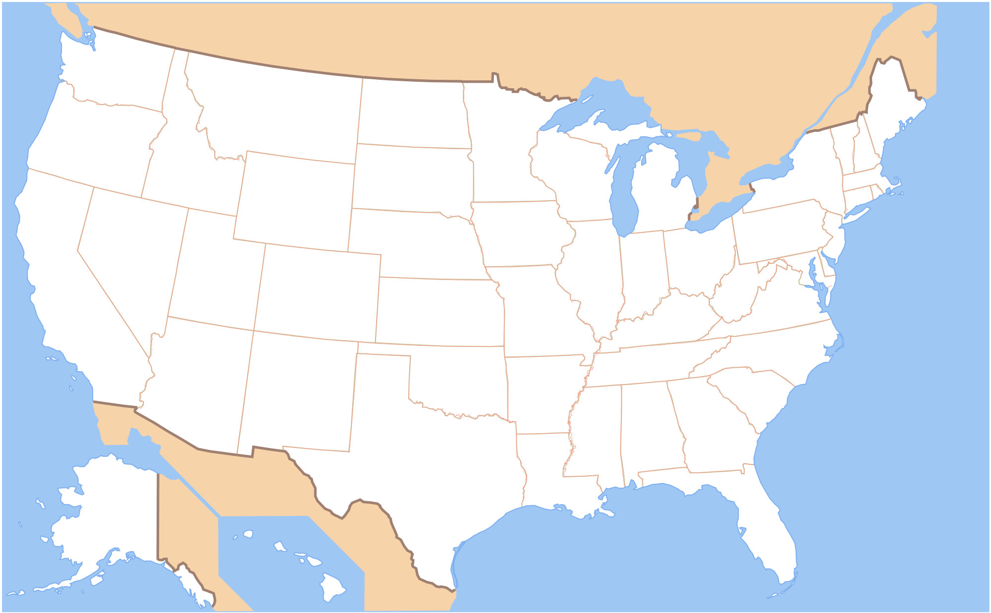 USA blank Outline Map