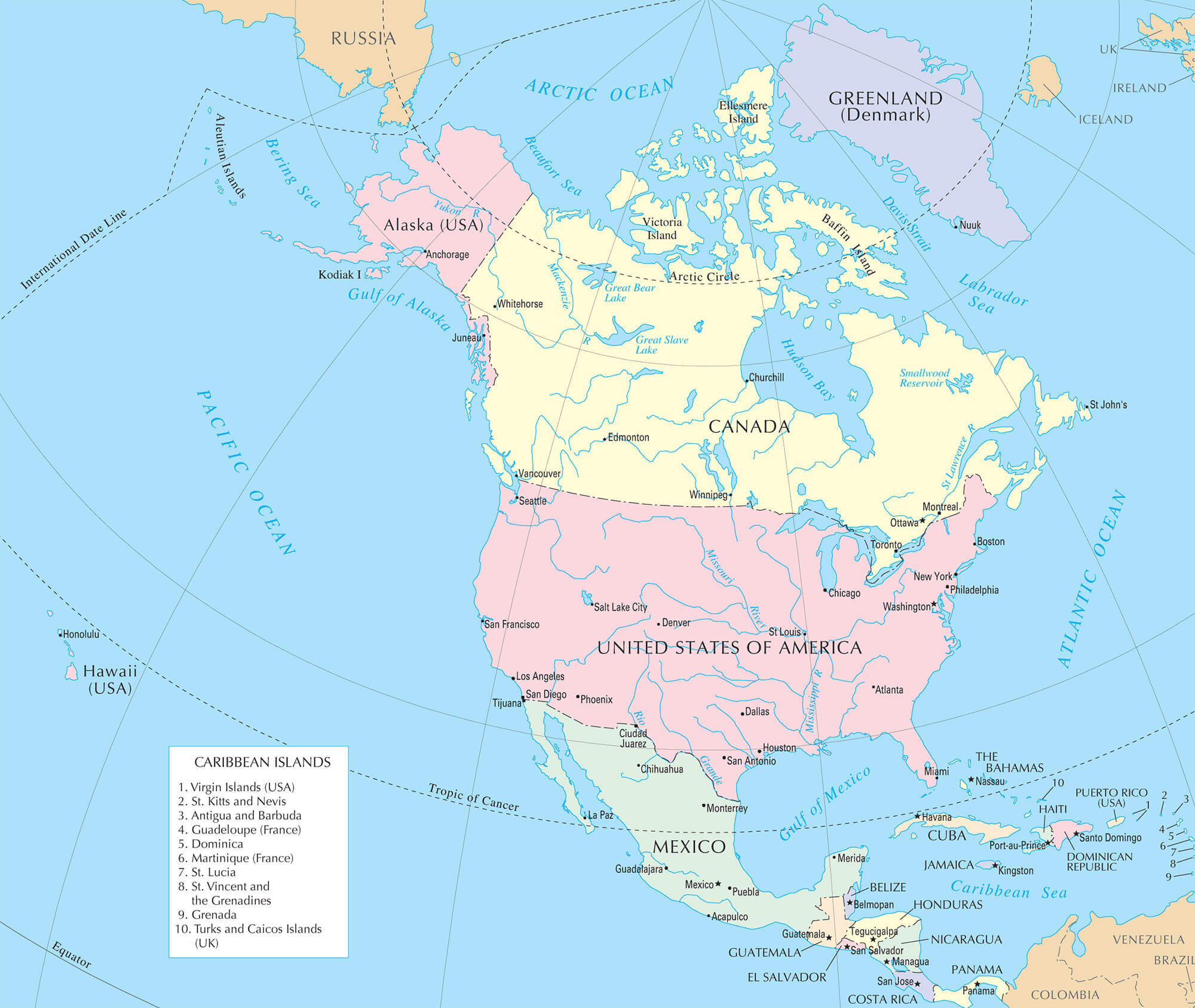 USA in the North America Map