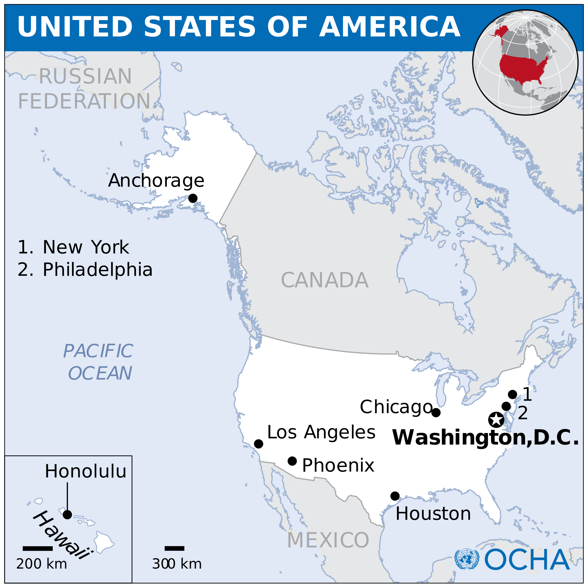 USA Map with Capital City