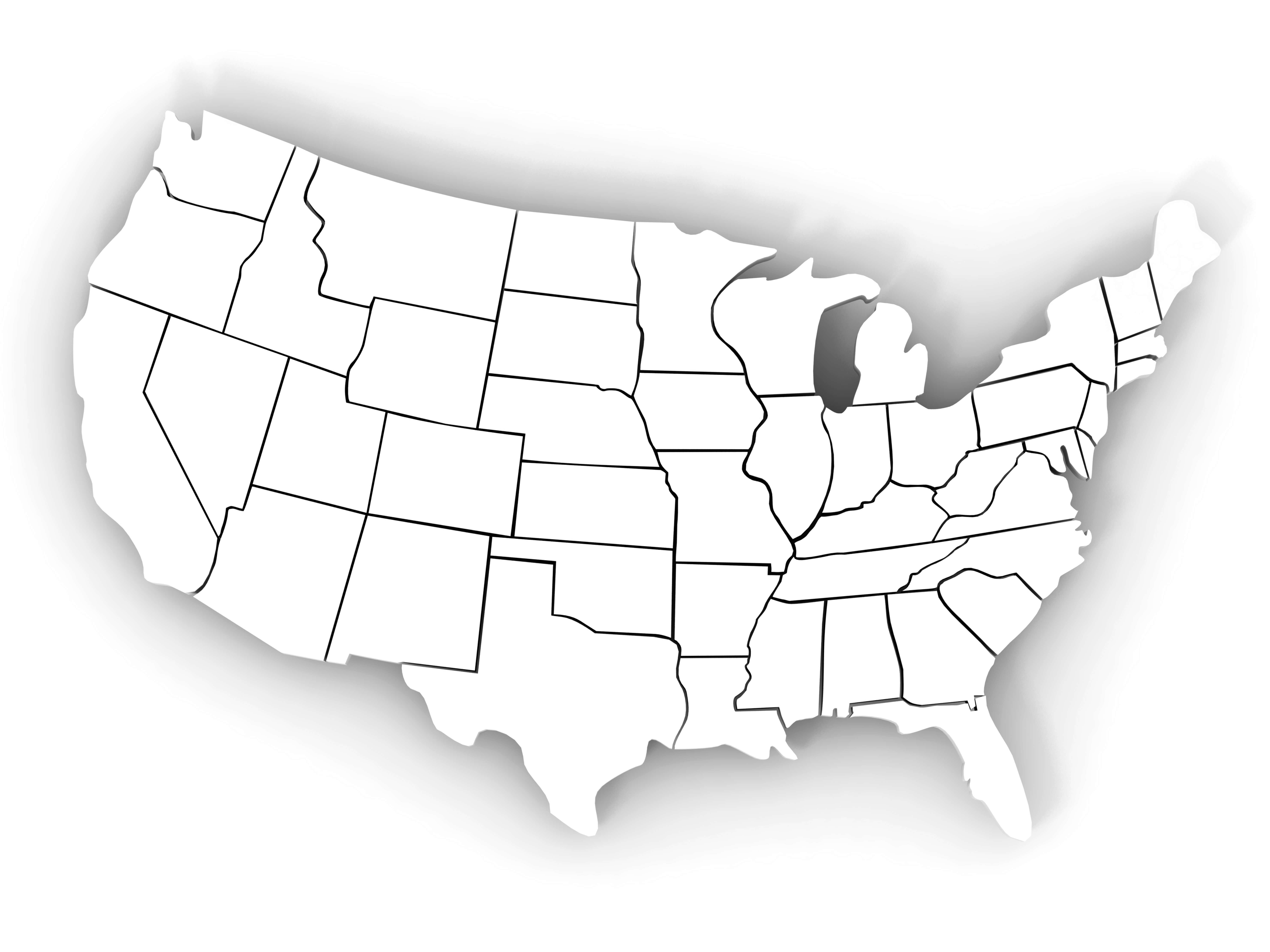 USA Outline Map with States