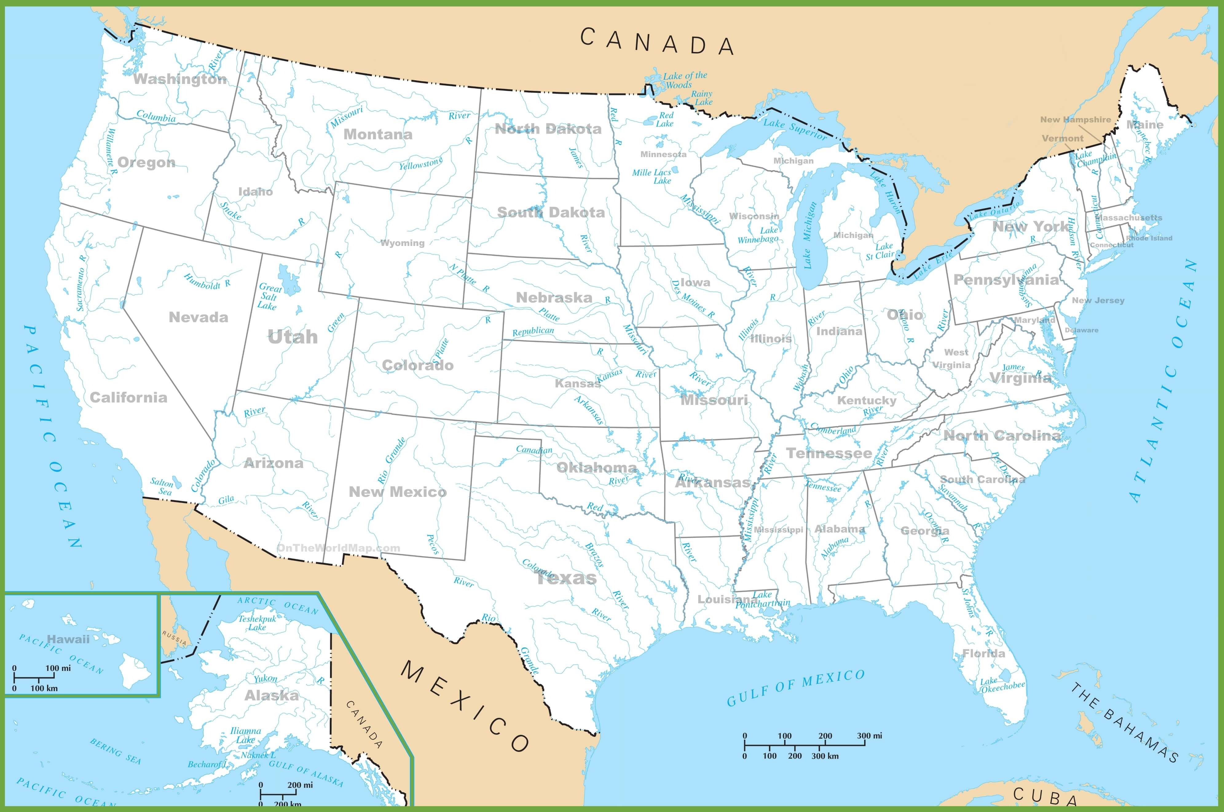 USA Rivers Map