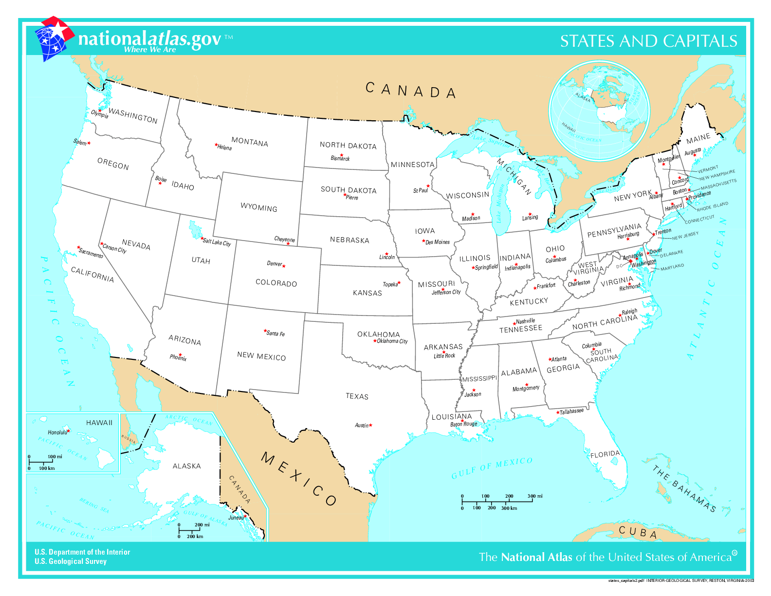 USA Map with States and Capitals