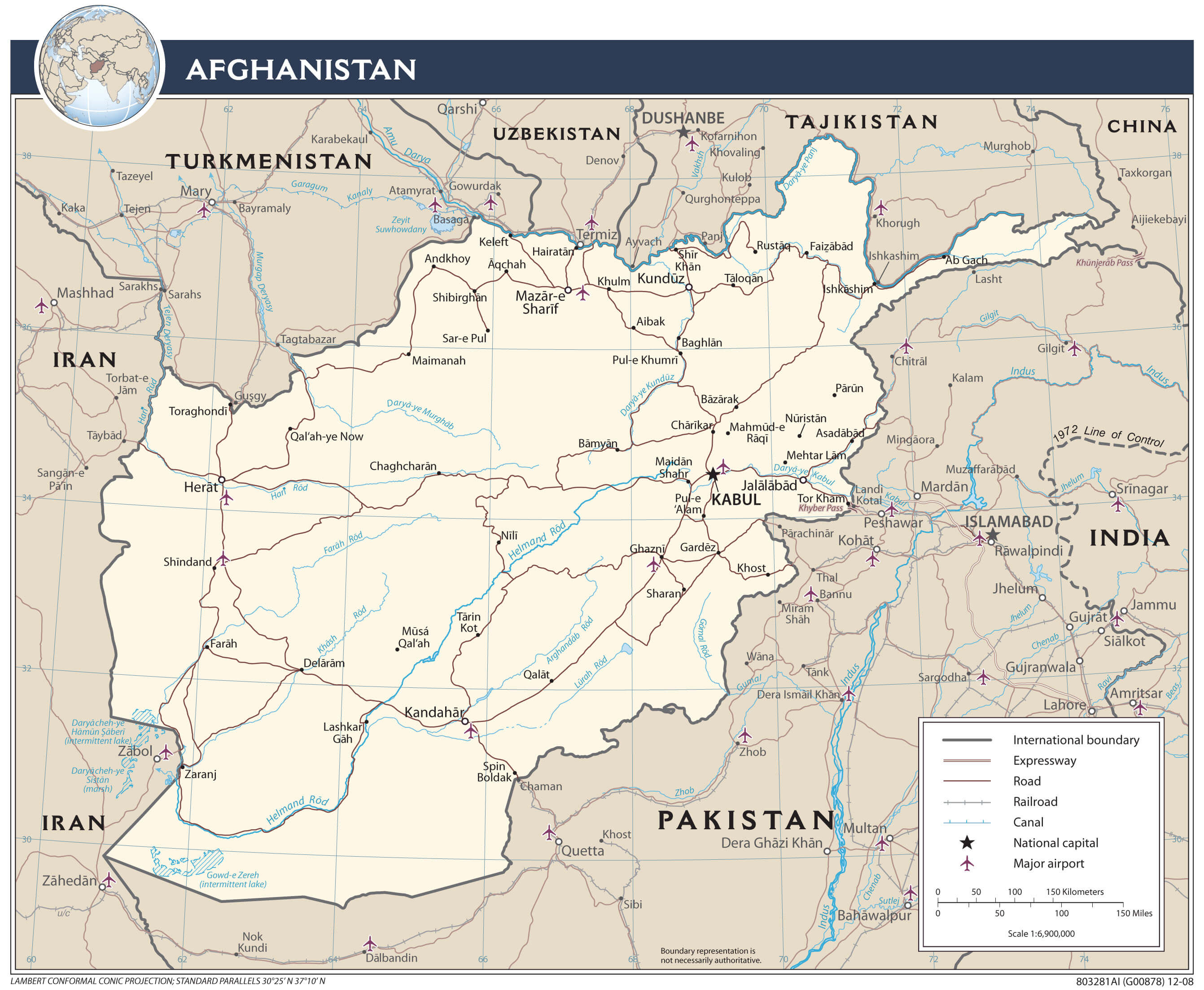 Afghanistan Airports Map