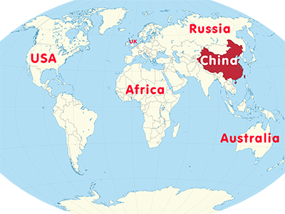 China Location Map - China in the World Map