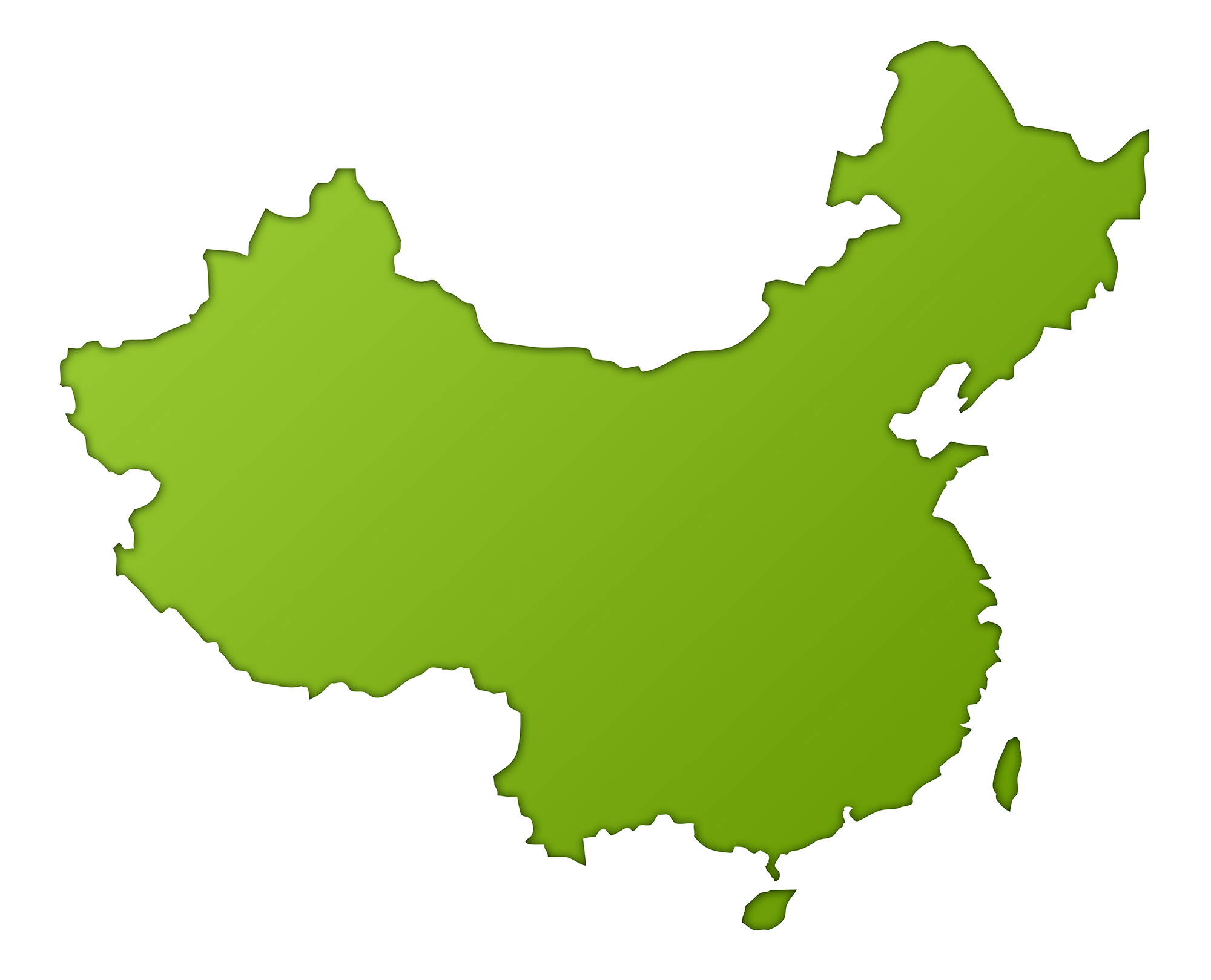 China Green Outline Map