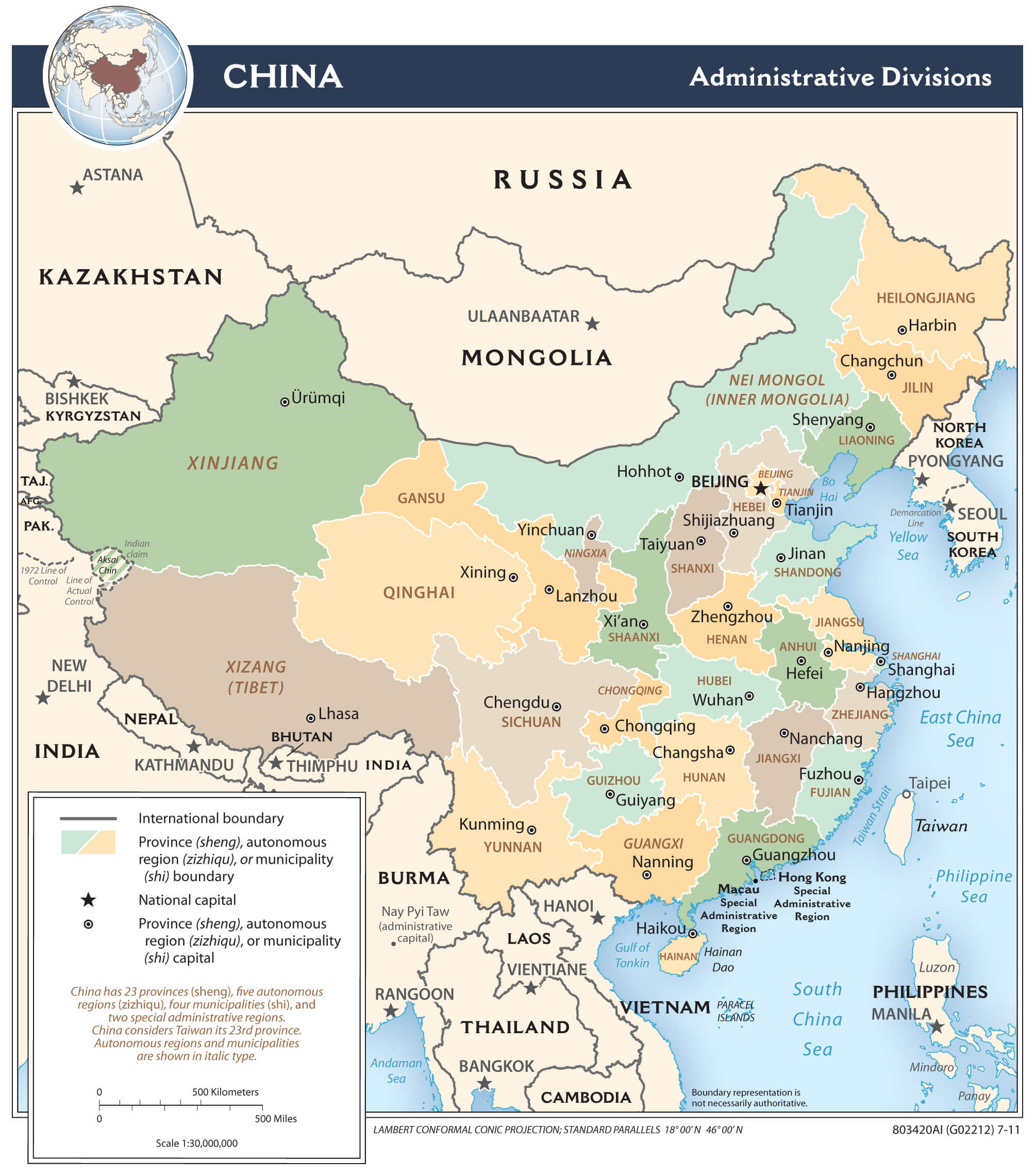 China  Provinces/States Map