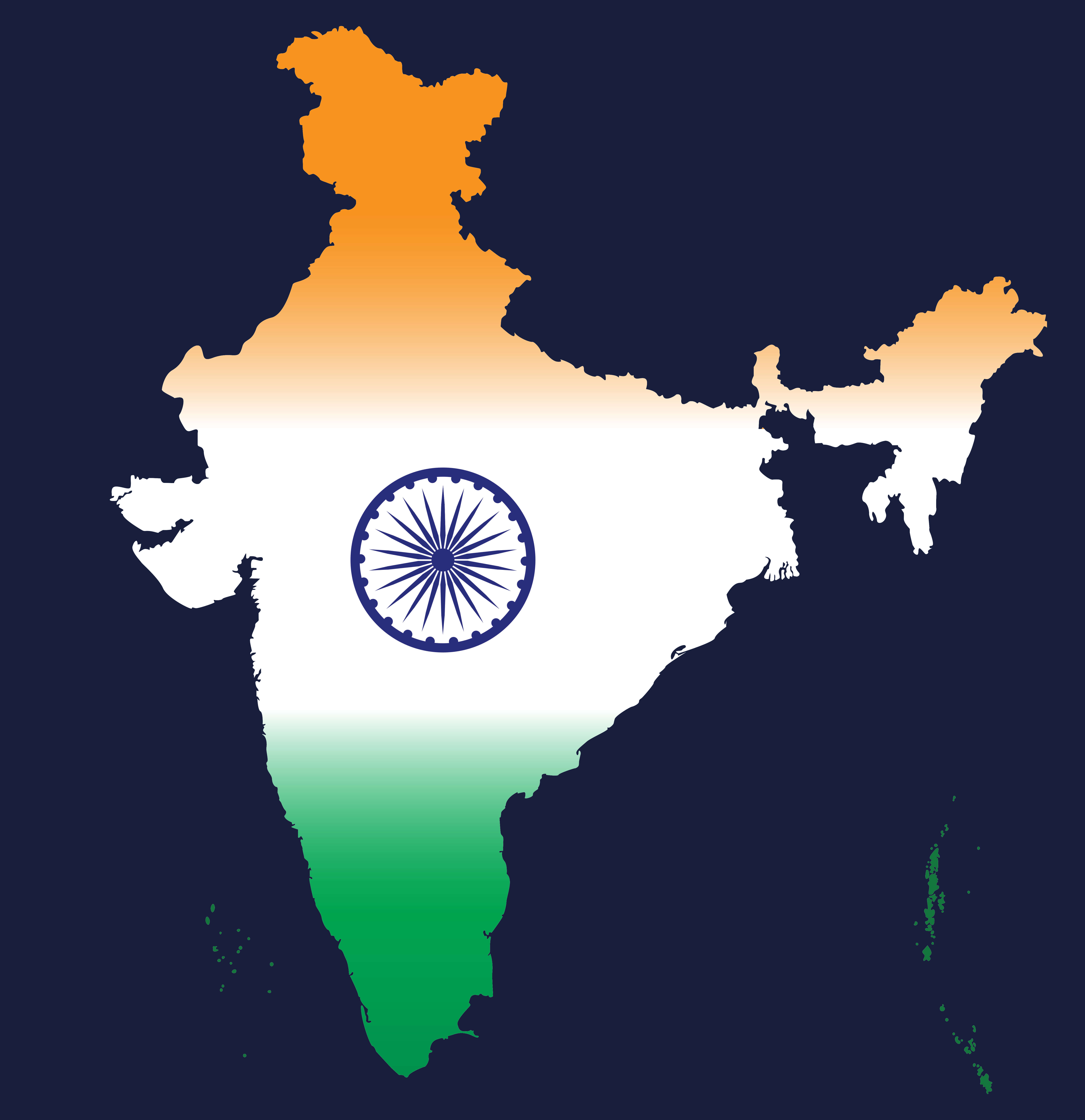 India Map with Indian flag