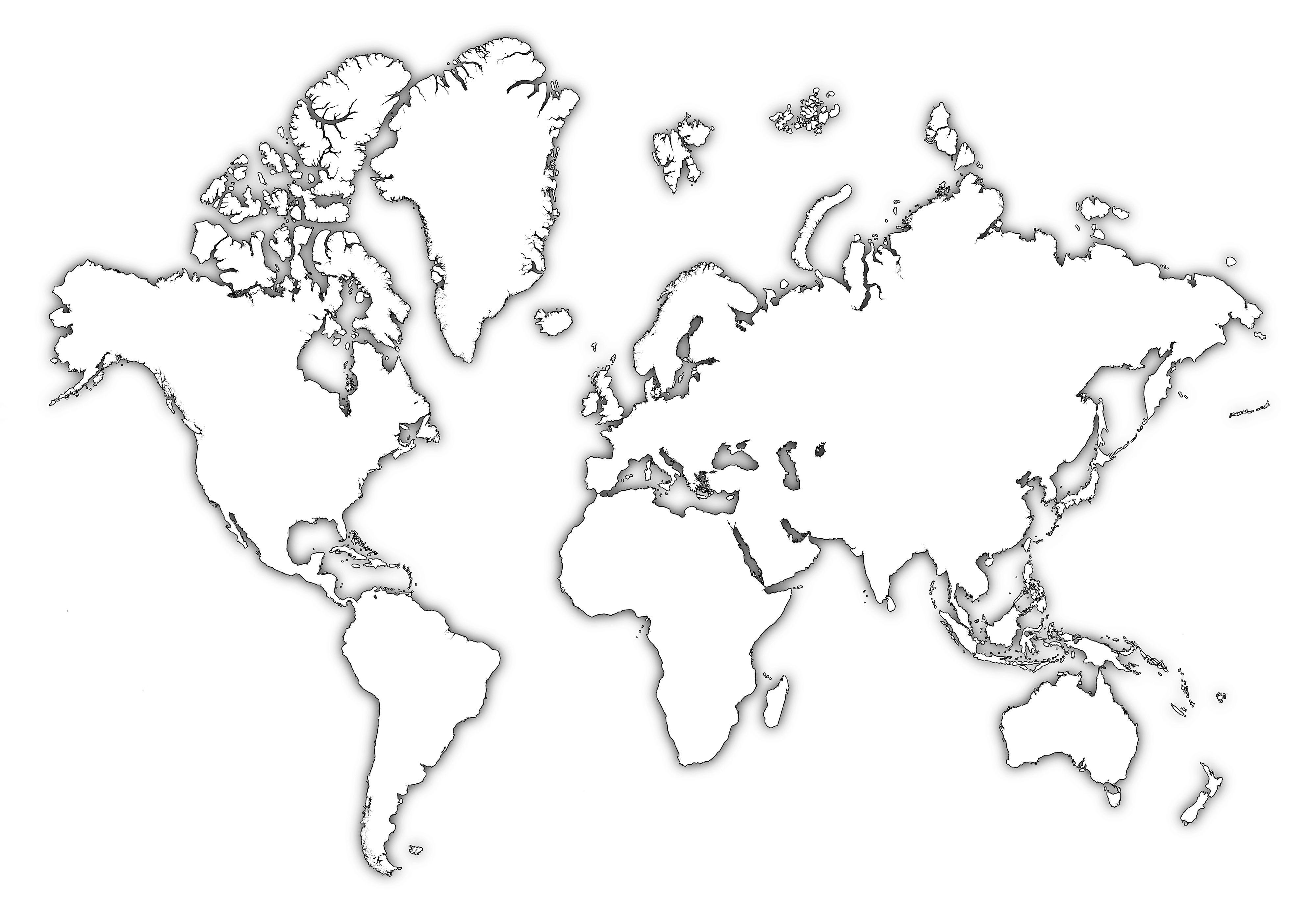 world map outline with country names